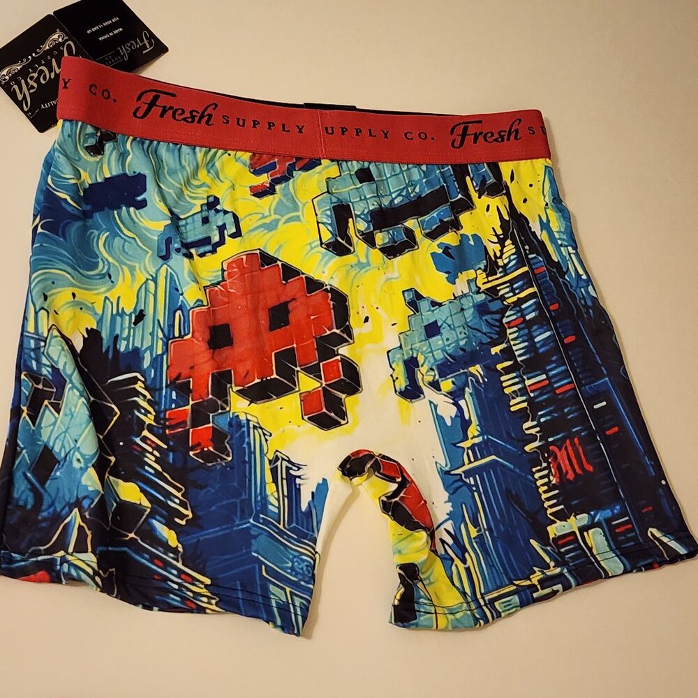 FRESH SUPPLY CO SPACE INVADERS BOXER BRIEF - L